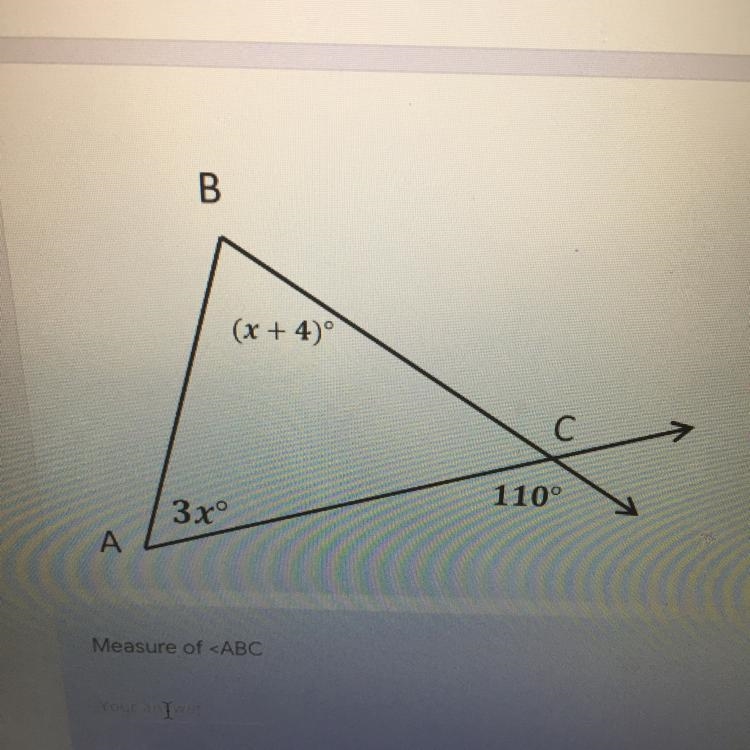 (x + 4) 110° 3x Measure of-example-1