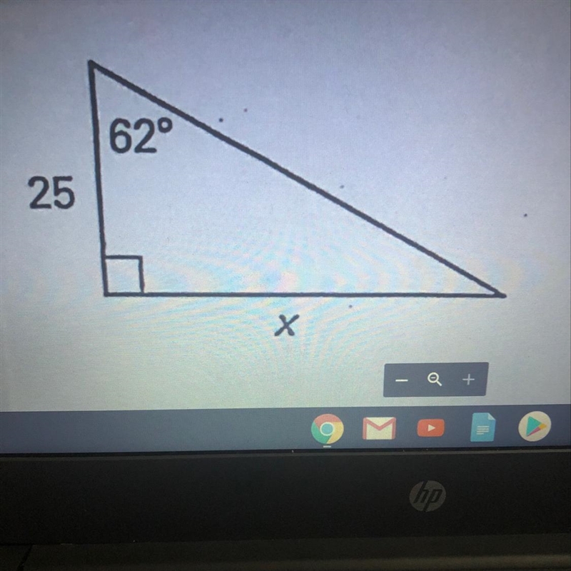 Use trigonometric functions and/or Pythagorean Theorem to find the missing variable-example-1