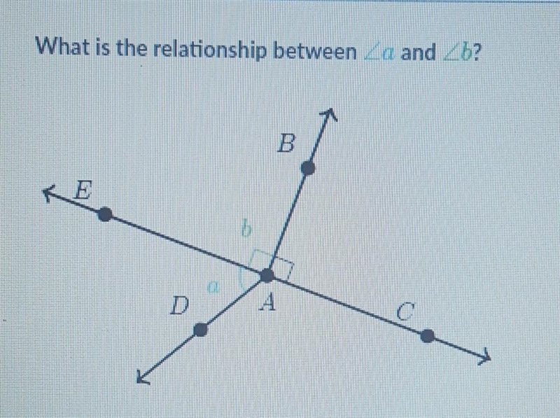 Choose 1 answer a vertical angles B complementary angles c supplementary angles d-example-1