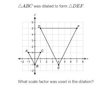 ΔABC was dilated to form ΔDEF. What scale factor was used in the dilation?-example-1