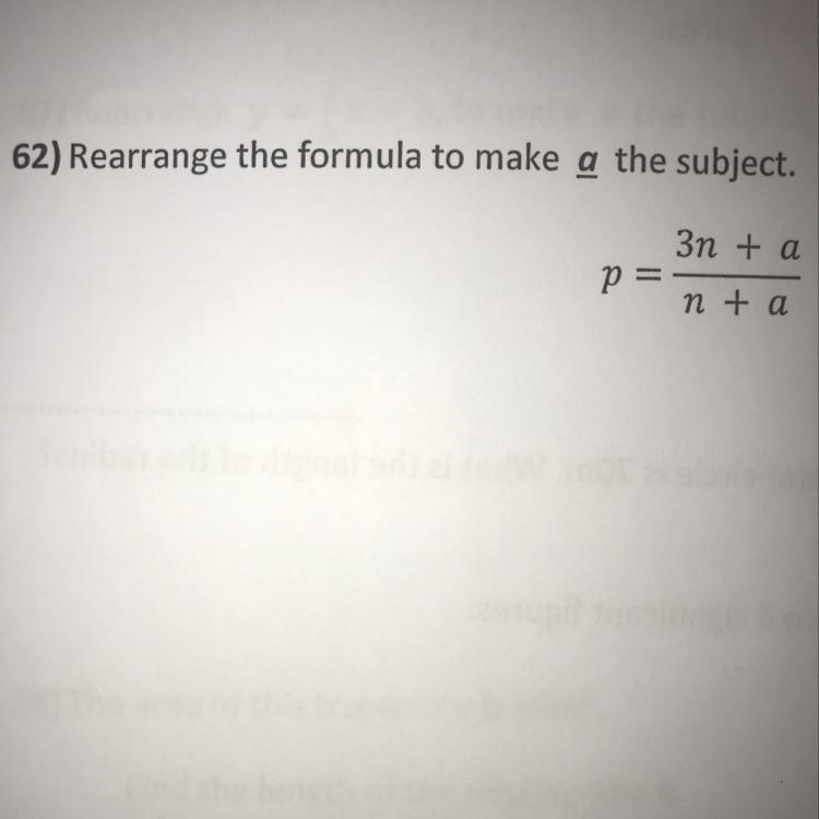 Rearrange the formula to make a the subject-example-1