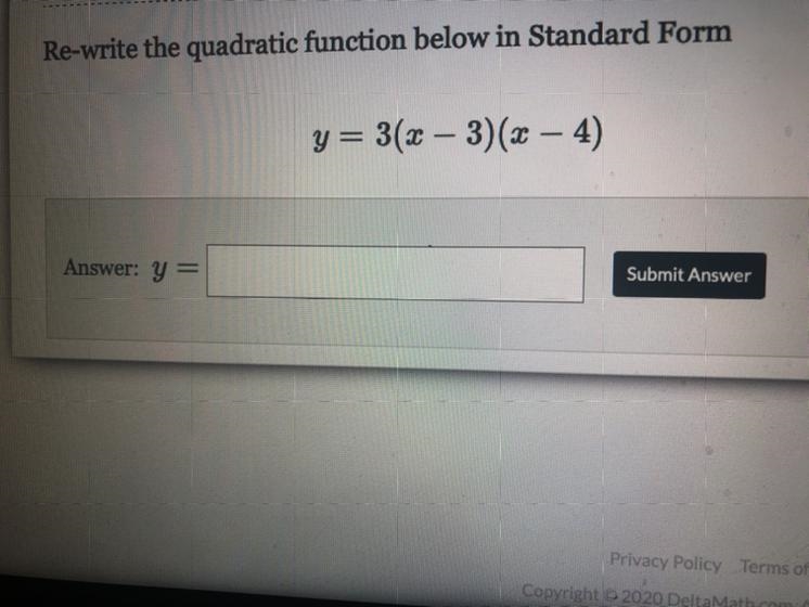 Can anyone rewrite the quadratic function in standard form?-example-1