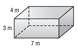 Find the volume of the rectangular prism. Formula: V = lwh A. 84 m cubed C. 72 m cubed-example-1