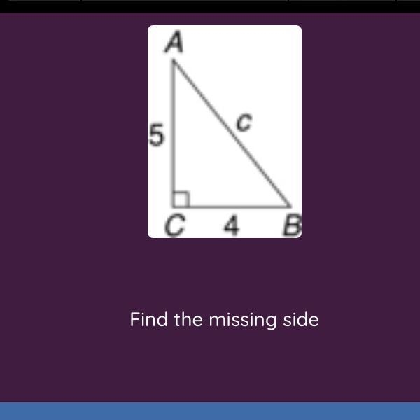 Find the missing sides a) 41 b) 6.2 c) 6.4 d) 9-example-1