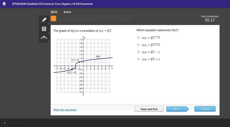 Cube Root Function Question! 15 points! The graph of h(x) is a translation of f (x-example-1