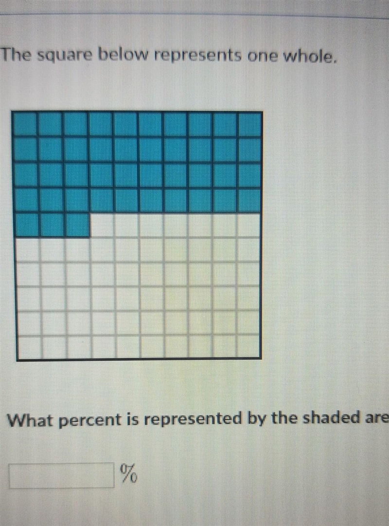 The square below represents one whole. What percent is represented by the shaded area-example-1