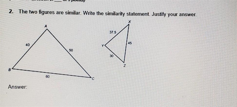 The two figures are similar. Write the similarity. Justify your answer. ​-example-1