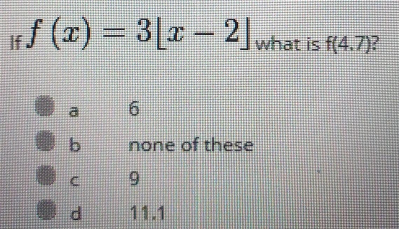 If f (x) = 3 [X-2] what is f(4.7) answer​-example-1