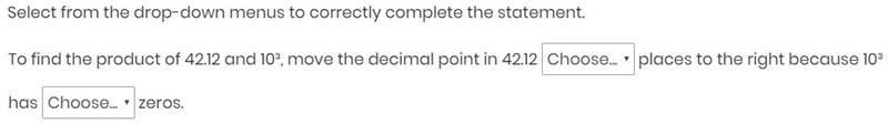 To find the product of 42.12 and 10³, move the decimal point in 42.12 __ places to-example-1