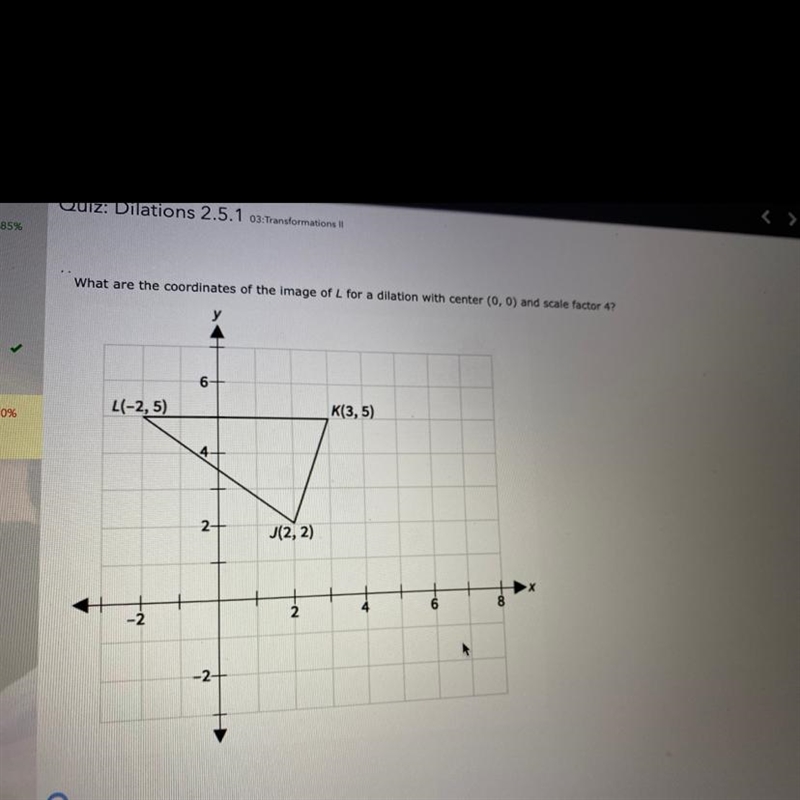 What are the coordinates of the image of L for a dilation with center (0,0) and scale-example-1