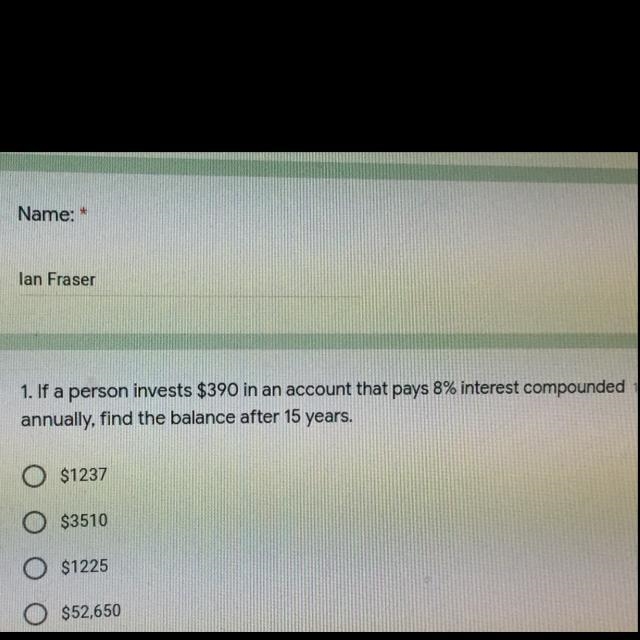 If a person invests $390 in an account that pays 8% interest compounded annually , find-example-1