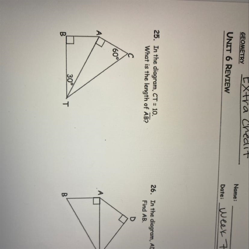 25. In the diagram, CT = 10. What is the length of AB?-example-1