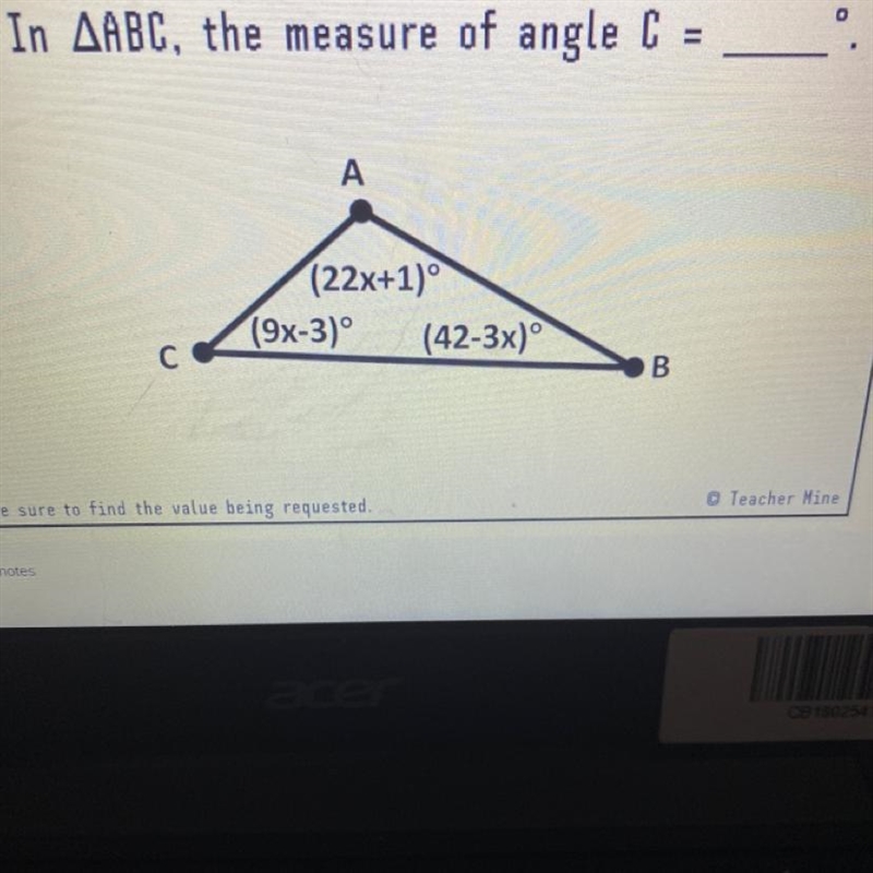 What’s the measure of angle c? Some please answer fast. Please.-example-1