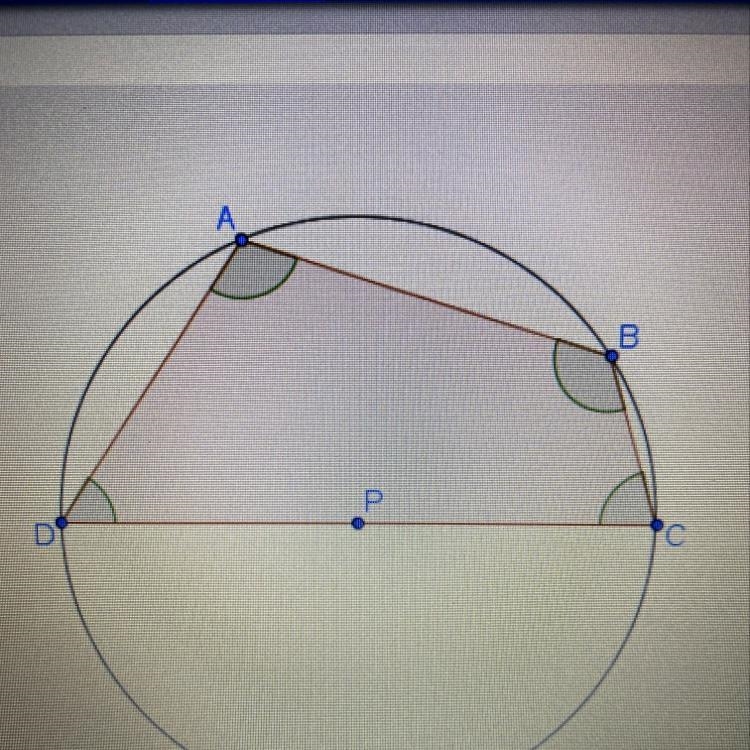 Quadrilateral ABCD is inscribed in circle Pas shown. Which statement is necessarily-example-1