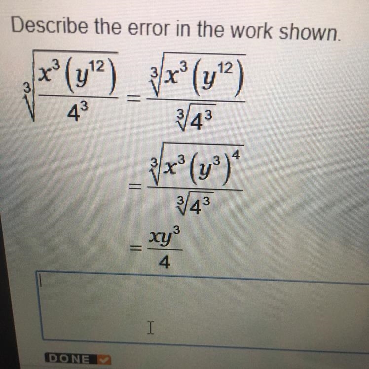 Describe the error in the work shown-example-1