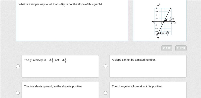 What is a simple way to tell that −314 is not the slope of this graph?-example-1