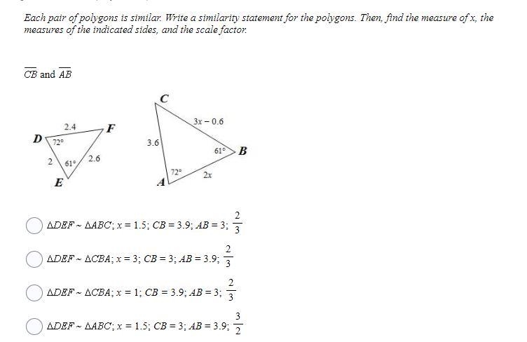 PLEASE HELP!!!! PLEASE.. 13. Each pair of polygons is similar. Write a similarity-example-1