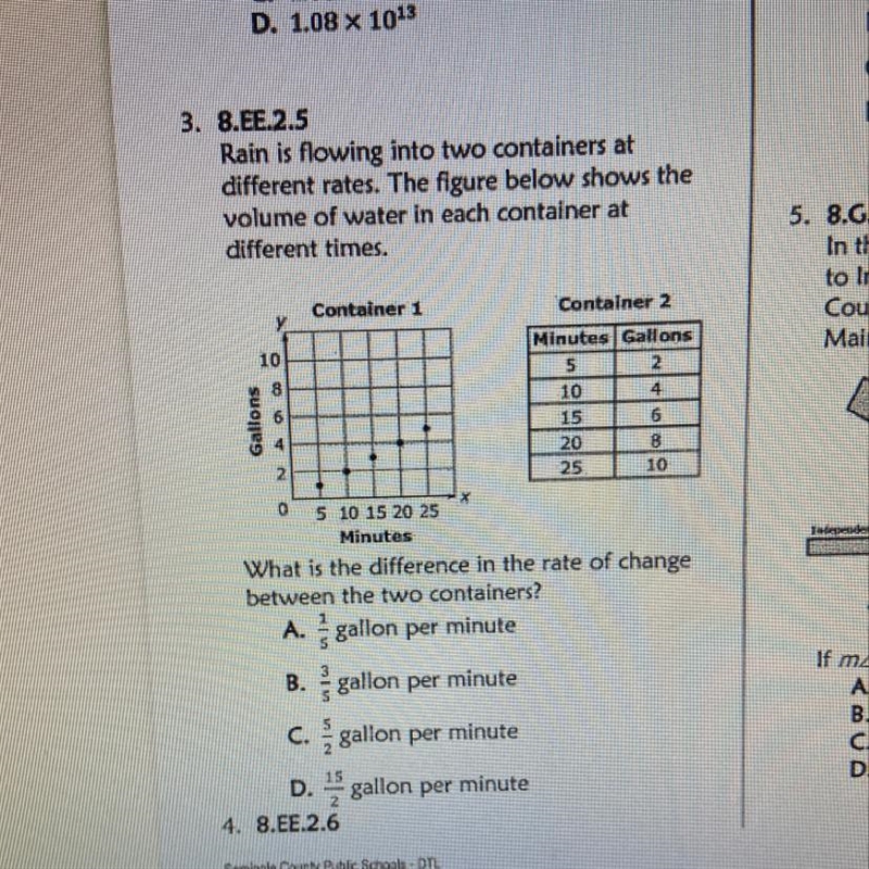 Rain is flowing into two containers at different rates. The figure below shows the-example-1