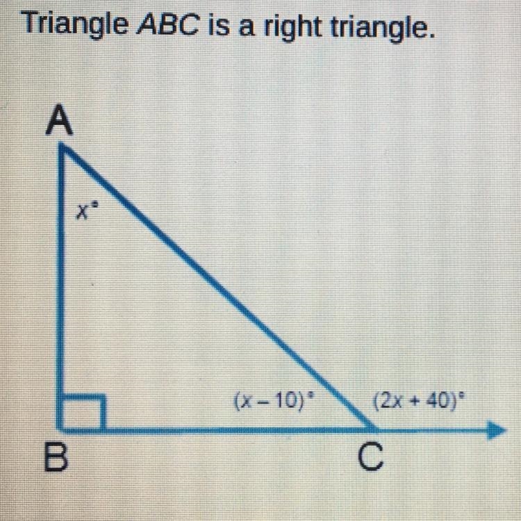 Triangle ABC is a right triangle. Which equations can be used to find the value of-example-1