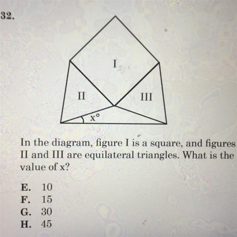 In the diagram, figure I is a square, and figures II and III are equilateral triangles-example-1