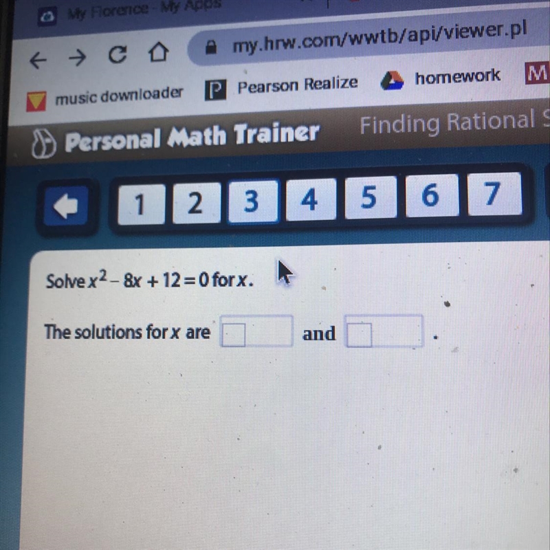 Solvex2 - 8x + 12 =0 for x. The solutions for x are and-example-1