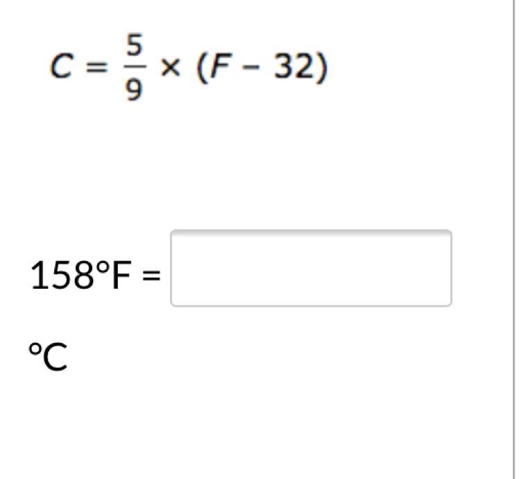 Convert the temperature from degrees Fahrenheit to degrees Celsius, using the formula-example-1