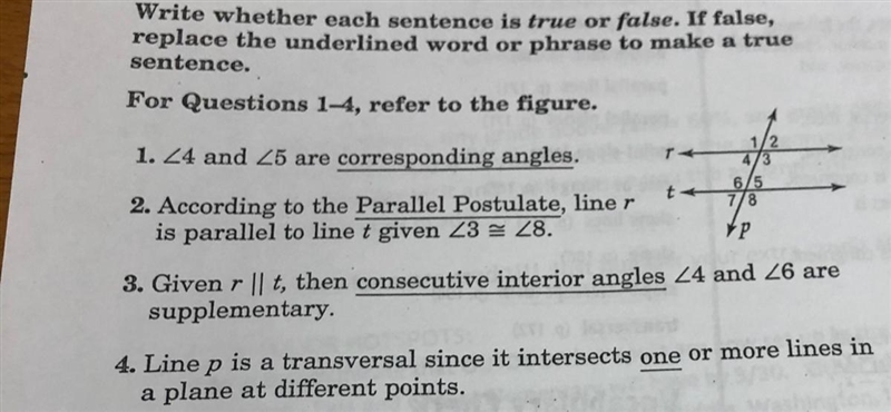 •Please help, due tomorrow• 1-4 True or false-example-1