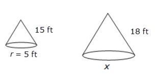 The cones below are similar, although not drawn to scale what is the length of the-example-1