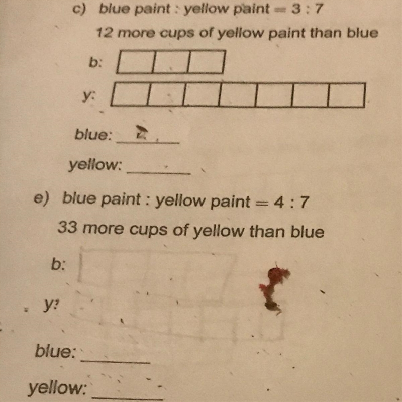 Blue paint:yellow paint =4:5 45 cups altogether-example-1