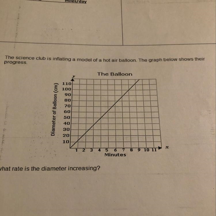 The science club is inflating a model of a hot air balloon. The graph below shows-example-1