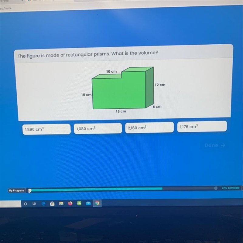 The figure is made of rectangular prisms. What is the volume?-example-1