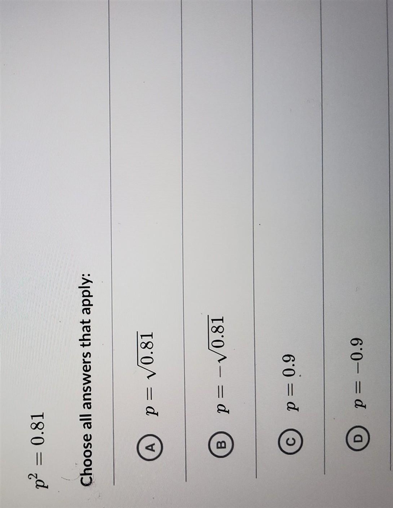 Which of the p values are solutions to the following equation?​-example-1