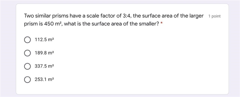 Two similar prisms have a scale factor of 3:4, the surface area of the larger prism-example-1