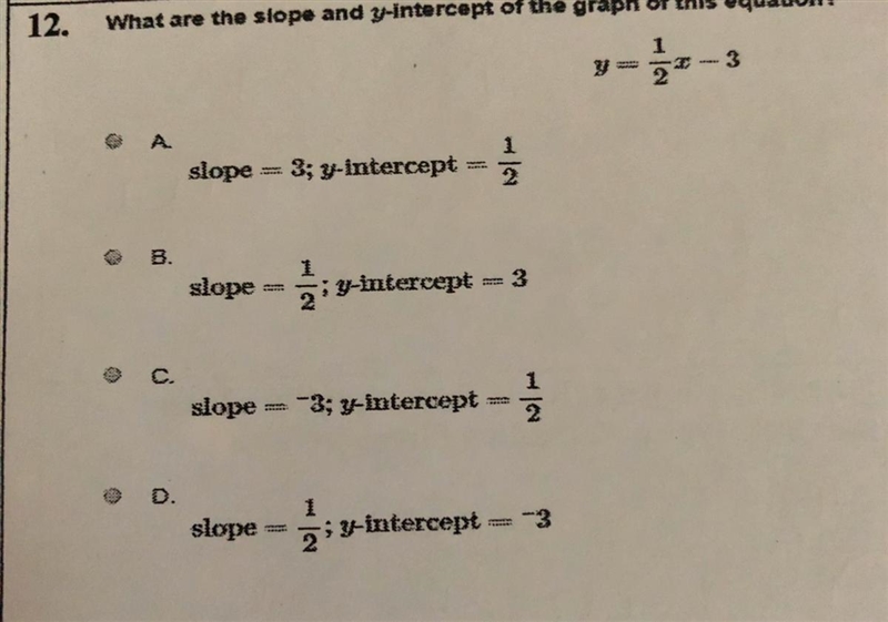 What are the slope and y-intercept of the graph of this equation?-example-1