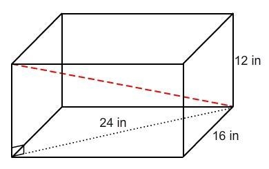 A shipping box has dimensions as shown in the diagram. The red, dashed line represents-example-1