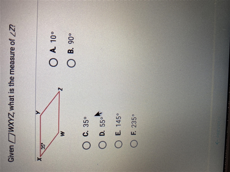 Given the WXYZ, what is the measure of Z?-example-1