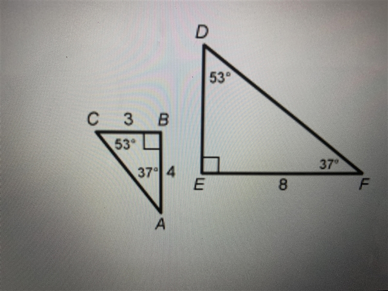 Which side in FED does AB in ABC correspond to?-example-1