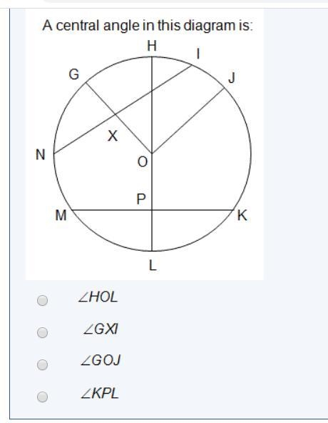 A central angle in this diagram is:-example-1