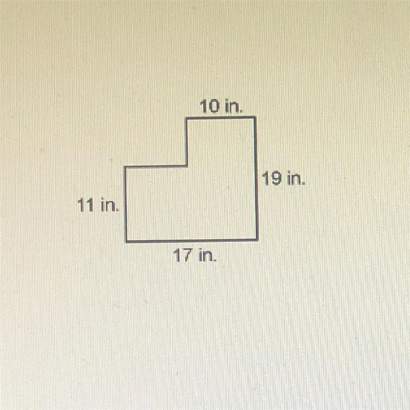 What is the perimeter of the figure A. 65 in. B. 64 in. C. 72 in. D. 57 in.-example-1