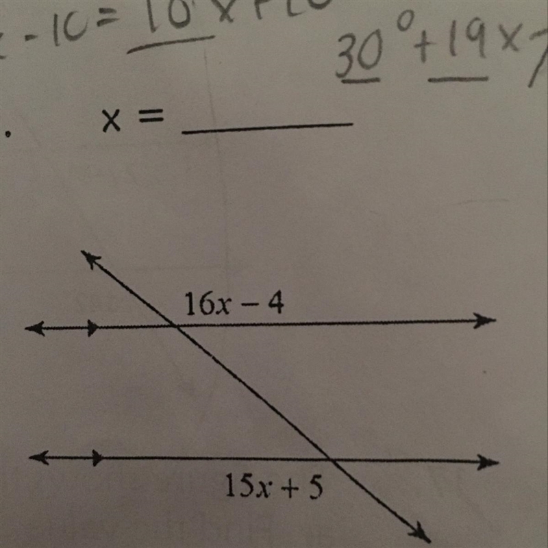 I don’t know how to find what x equals to on this problem? Any help would be great-example-1