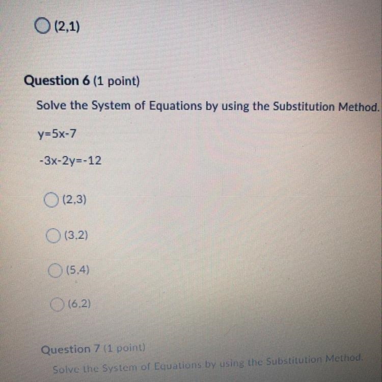 Question 6 (1 point) Solve the System of Equations by using the Substitution Method-example-1