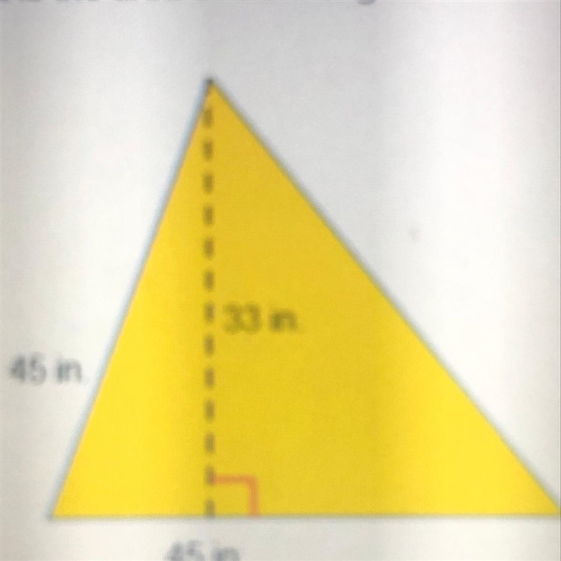 What is the area of the triangle? 123in? 742.5 in? 1,012.5in? 1,485 in?-example-1