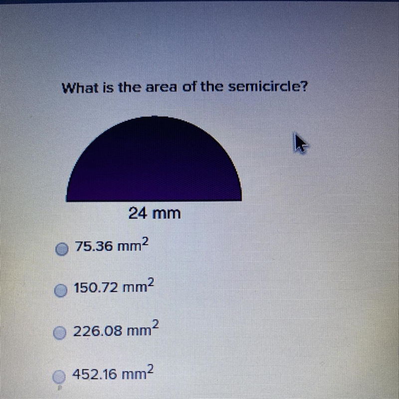 What is the area of the semicircle 24mm-example-1