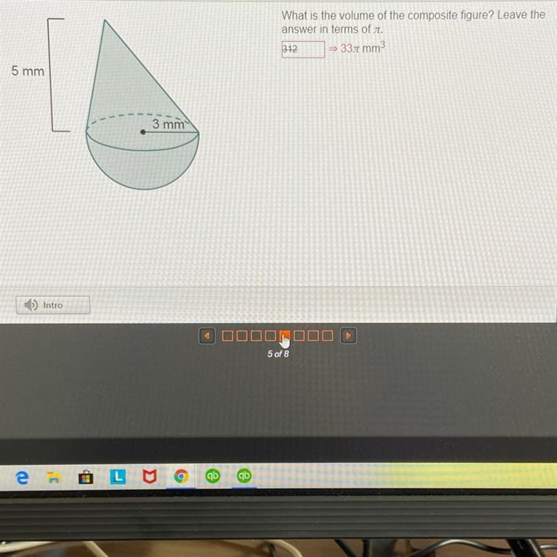 What is the volume of the composite figure? Leave the answer in terms of π. The answer-example-1