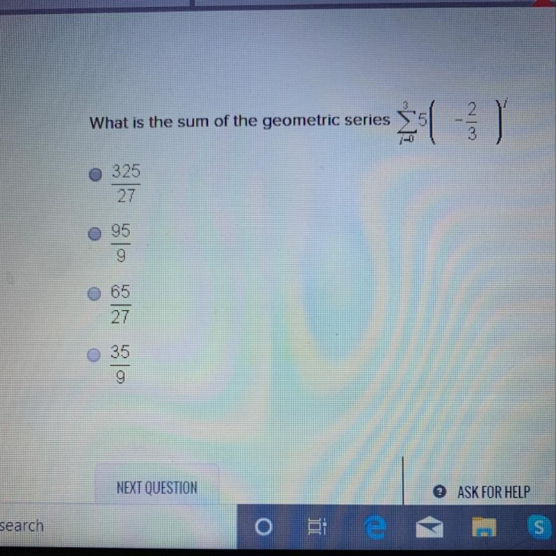 A. 325/27 B. 95/9 C. 65/27 D. 35/9-example-1