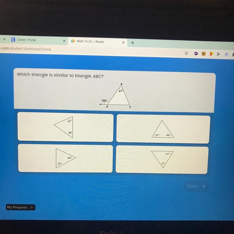 Which triangle is similar to triangle AB ?-example-1