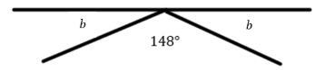 Which equation represents the relationship between the angles in this figure? 148+b-example-1