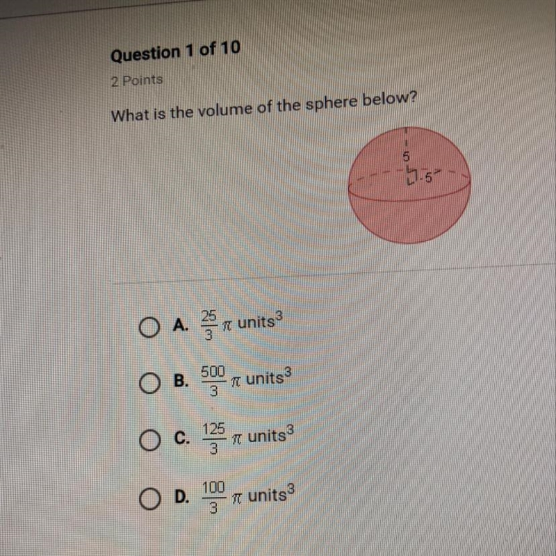 What is the volume of the sphere below?-example-1