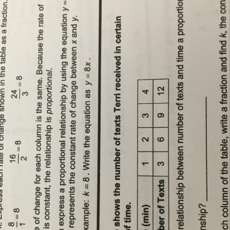 Is the relationship between the number of text in time a proportional relationship-example-1