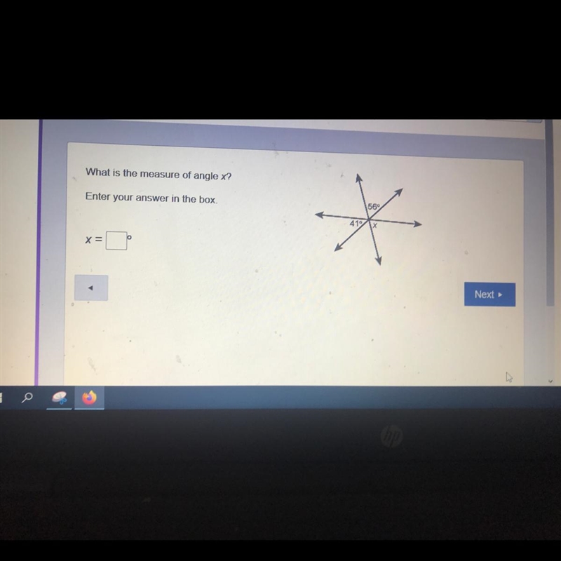 What is the measure of angle x Enter your answer in the box-example-1